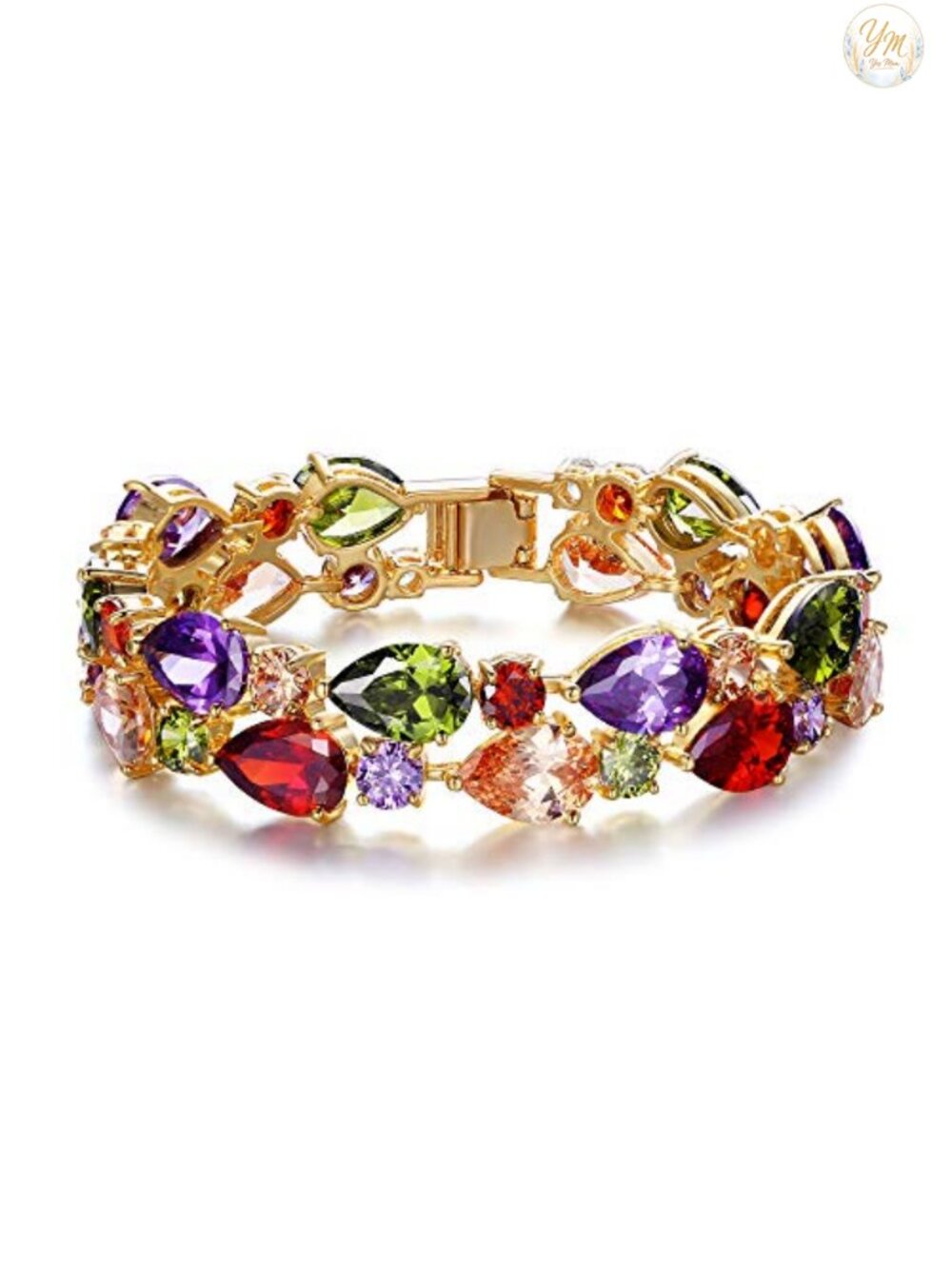 Cubic Zirconia Dual Layer Drop Tennis Bracelet Gold Plated Brass Wedding Prom
